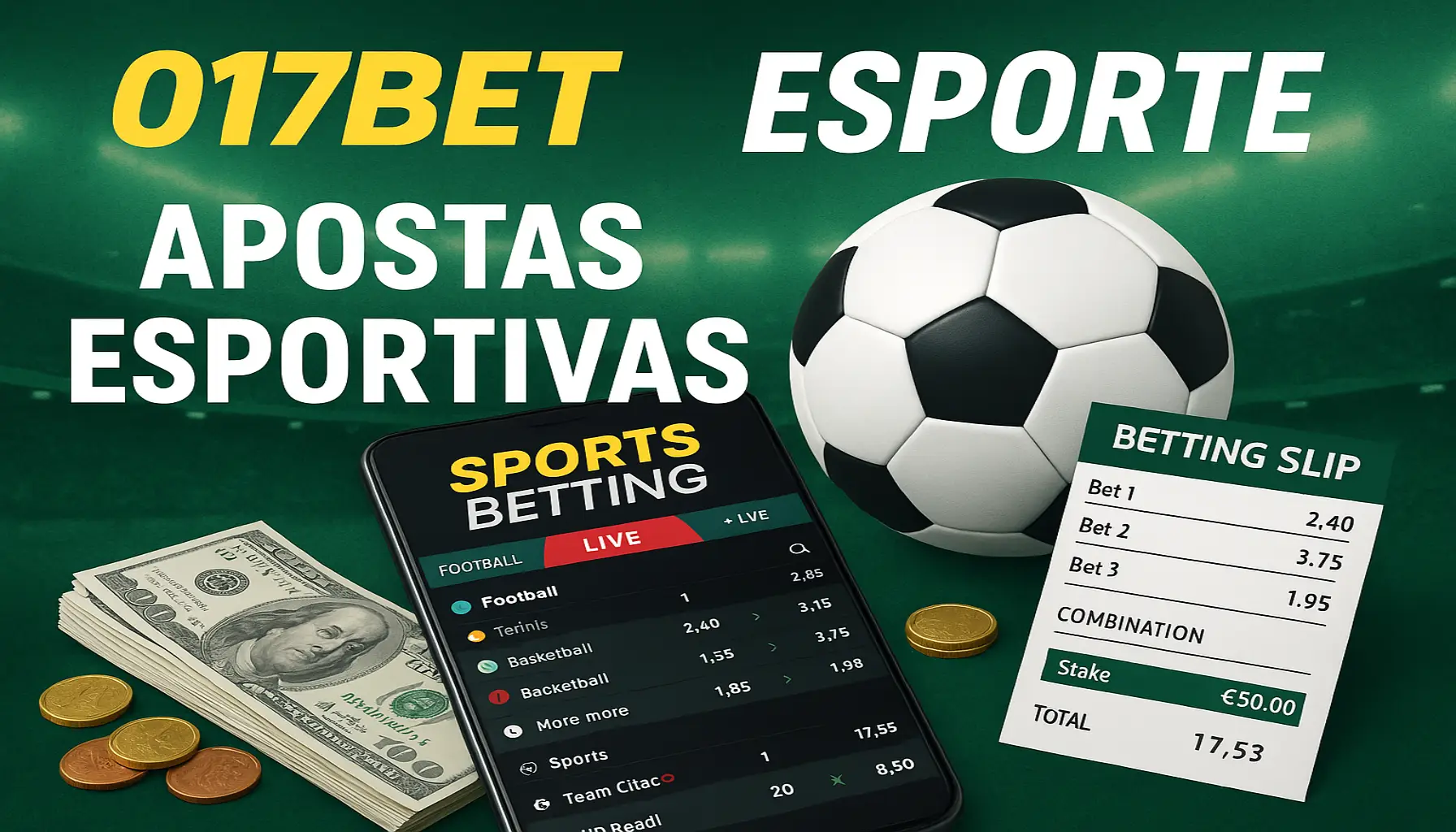 Aposte em apostas esportivas no cassino online 017BET